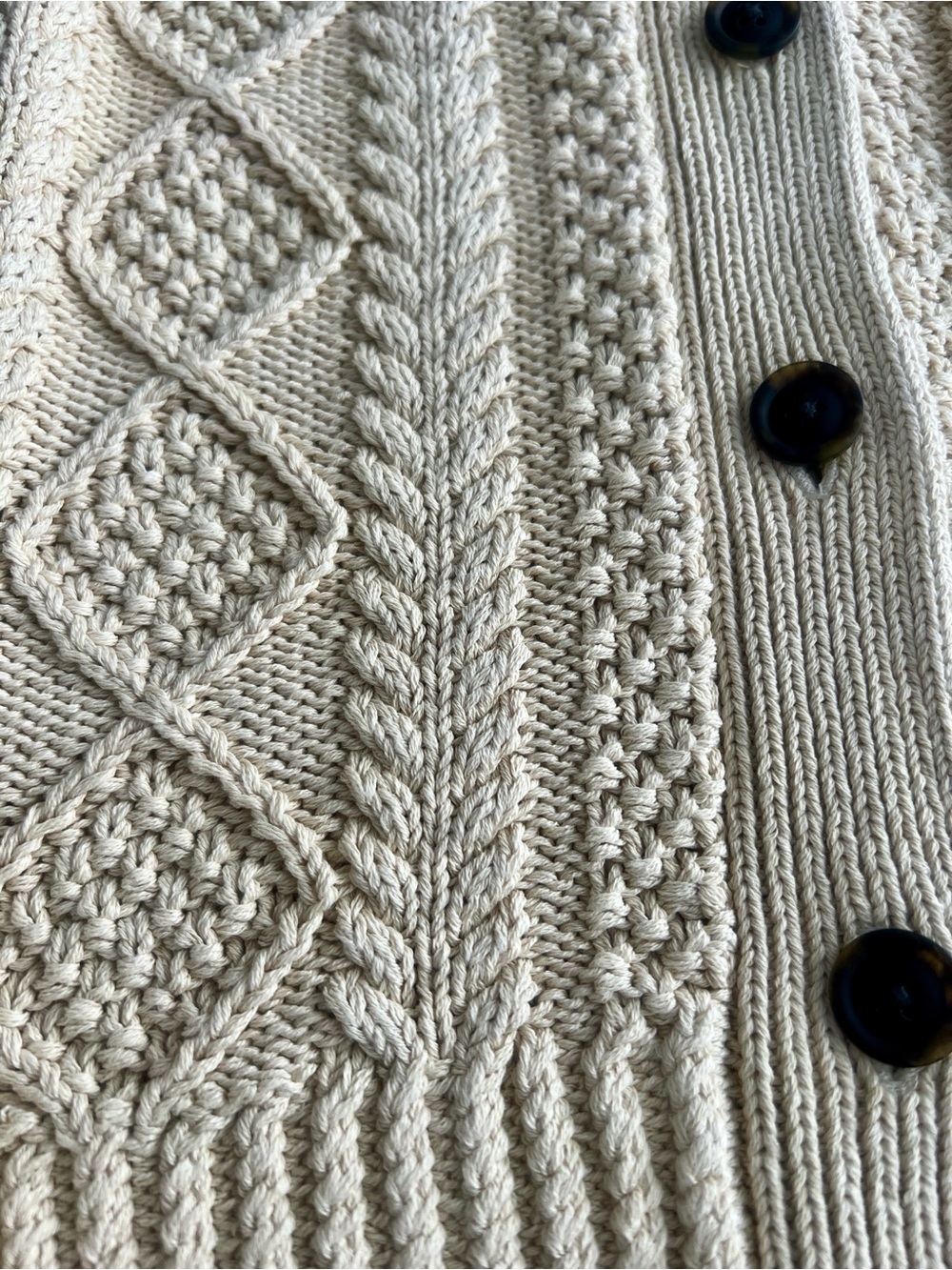 LL Bean Signature Cotton Fisherman Sweater Cardigan Women's Large - Picture 5 of 9
